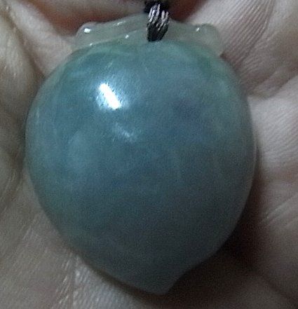 18 52g AAA Natural Lavender Green Jade Peach 4D Hand Carved Pendant