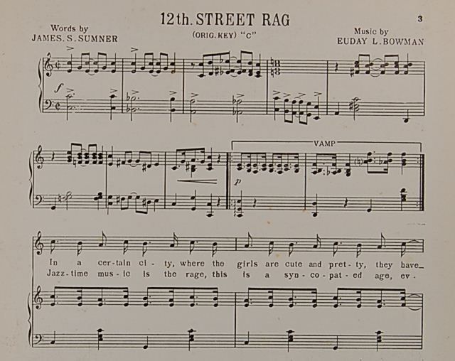 1940s 12th Street Rag Sheet Music Sumner Bowman