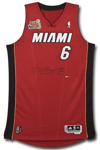 Lebron James Signed 2012 Heat Champ Logo Patch Authentic Jersey UDA Le