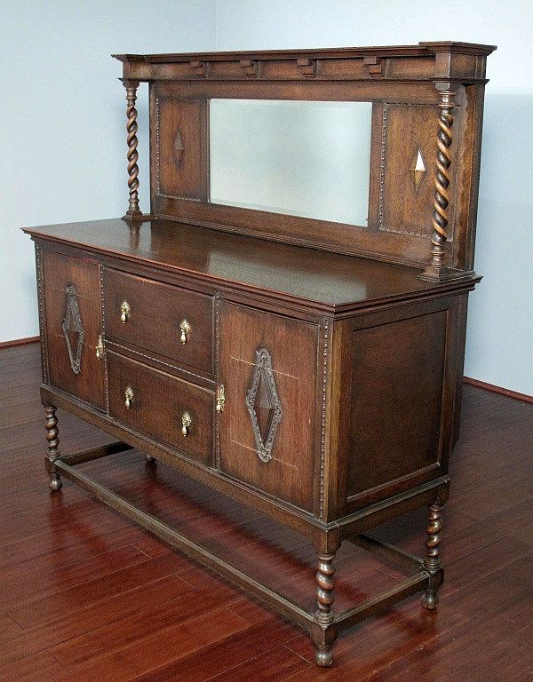 Antique Oak Jacobean Buffet Sideboard Server