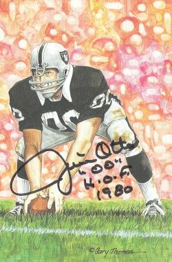 Jim Otto Signed Oakland Raiders Goal Line Art Card Whof