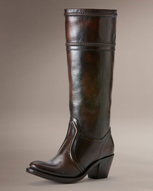 Frye Jane 14L Stitch Extended Dark Brown Boots US 6B $328