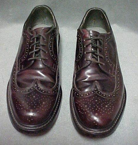 Vintage Jarman Rich Burgundy Brogue Medallion Wingtip Shoes Mens Size