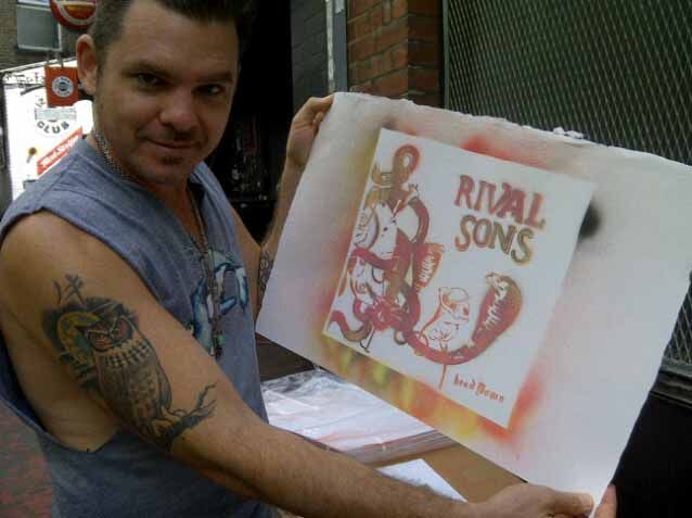 Rival Sons Head Down Stencil Art Created by The Band Orange Vinyl