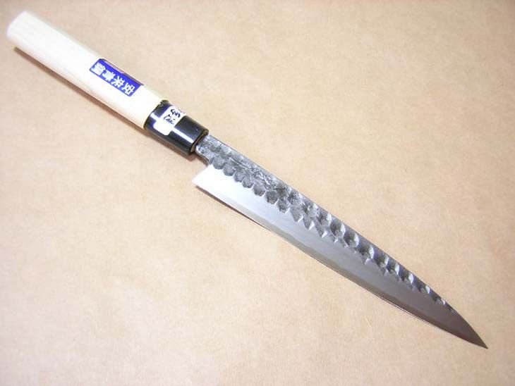 Japanese Yanagiba Sushi Chef Knife 180mm Black Hammered