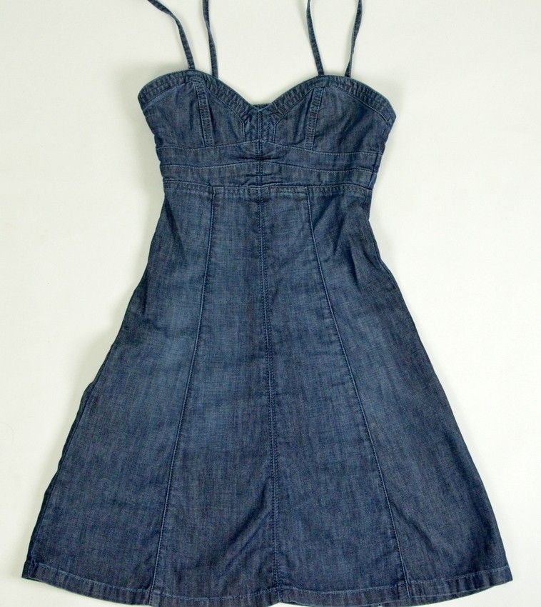 GUESS Denim Jean Dress size XS Juniors Spaghetti Strap Empire Waist A