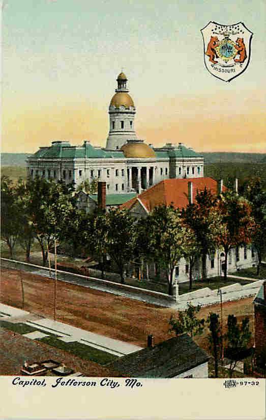 Jefferson City Missouri MO 1907 State Capitol Seal Vintage Postcard