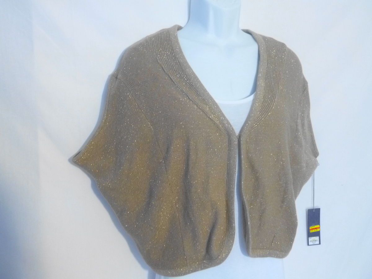 Jennifer Lopez Sleeveless Wrap Taupe w Glitter Small New C