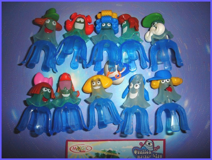 Kinder Surprise Set Blue Jellyfish Quallen Machen Blau Figures