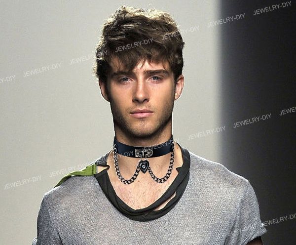 Heart Dangle Pendant Chain Punk Goth Leather Necklace Collar Choker 1