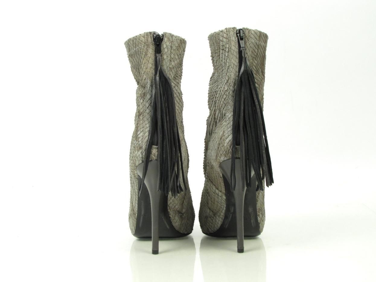 New Jerome C Rousseau Comet Tassel Stiletto Bootie 37 Gray Snake