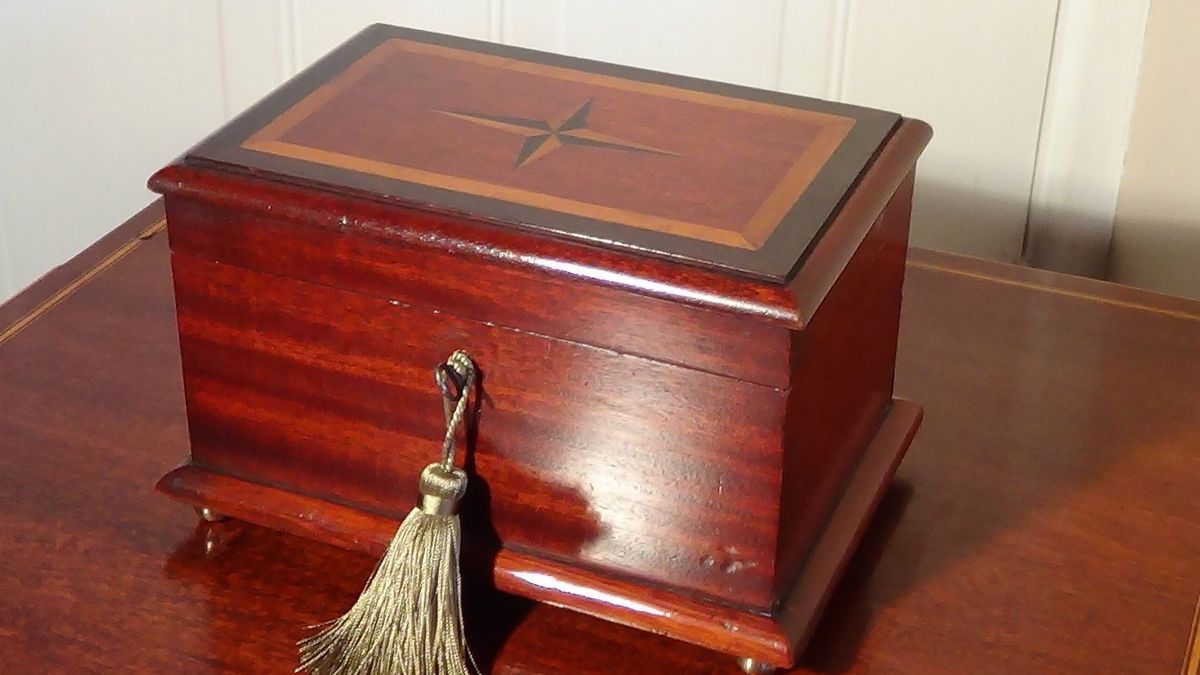  Quality Antique Mahogany Inlaid Jewellery Box Casket Circa 1870