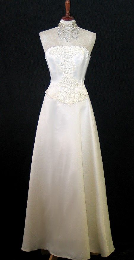 Jessica McClintock Light Ivory Satin Lace Wedding Gown Size 4