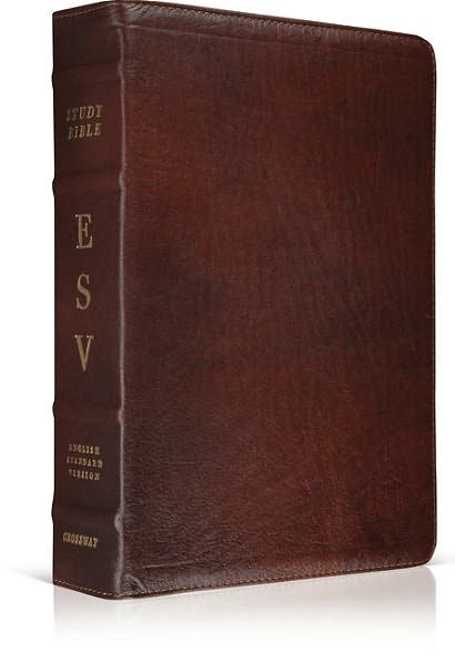 ESV Study Bible Genuine Cowhide Leather Deep Brown New