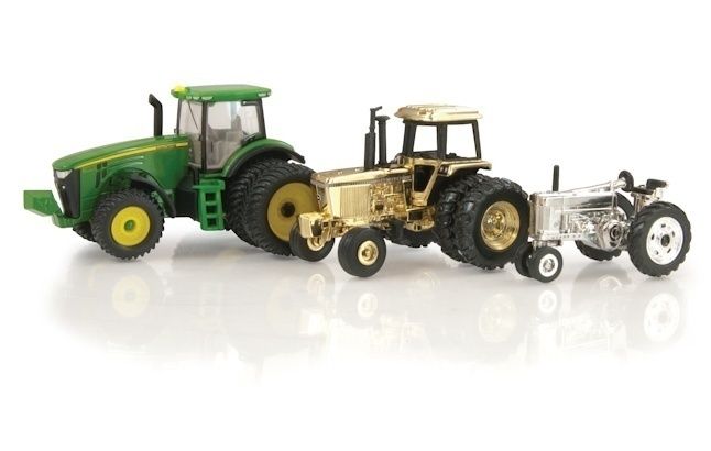   DEERE 3 PC TRACTOR SET GOLD 4440 SILVER 60 8335R 175th ANN ERTL 1 64