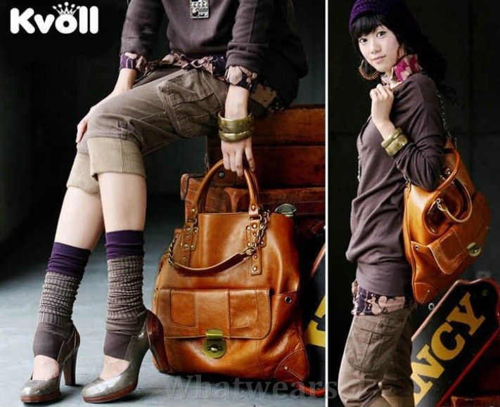 JJ Womens Korean Faux PU Leather Large Hobo Clutch Handbag Shoulder