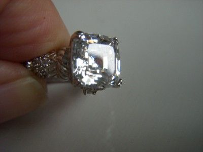 New Judith Ripka Sterling Silver Asher Cut Diamonique Ring Size 9