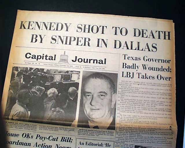 JOHN F. KENNEDY Early 1st Rpt. JFK Assassination Murder 1963 Salem OR ...