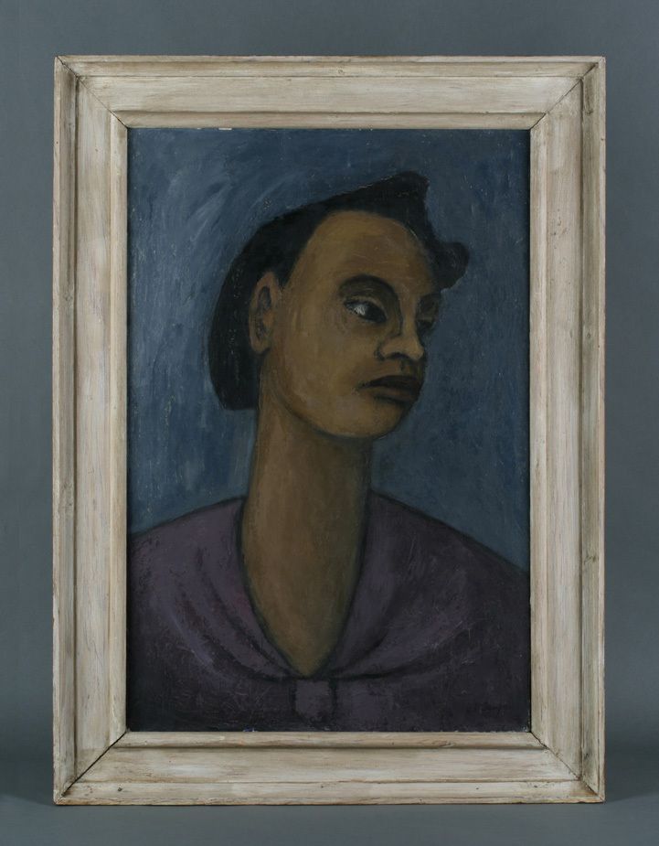 "African American Woman" Isobel B Sanford California WPA Regionalist Art Deco  