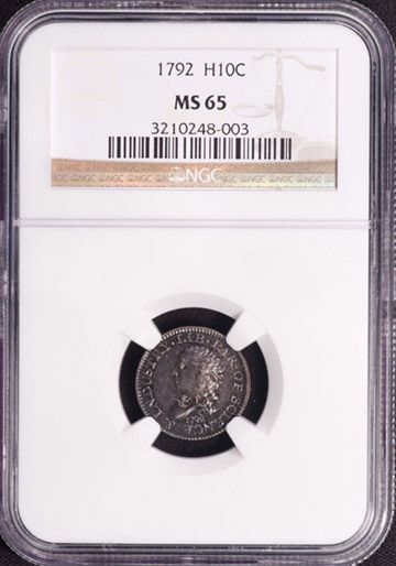 1792 Bust Disme H10C NGC MS 65  