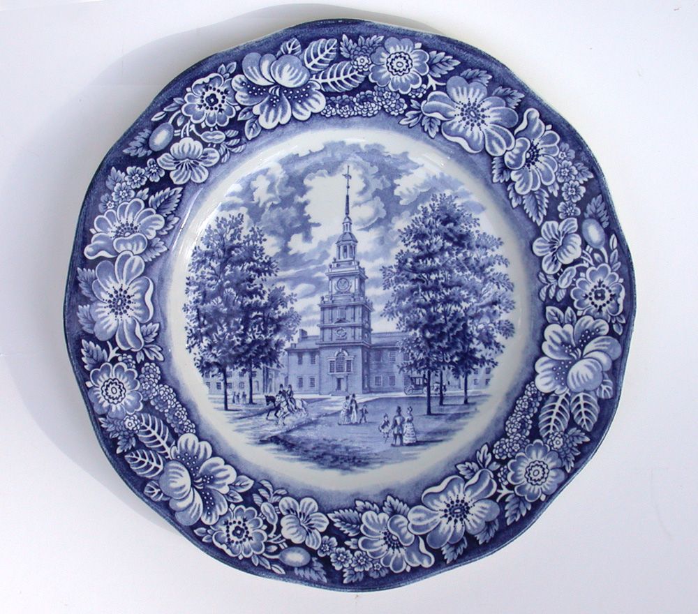 Independence Hall Staffordshire Ironstone Collector Plate Liberty Blue  