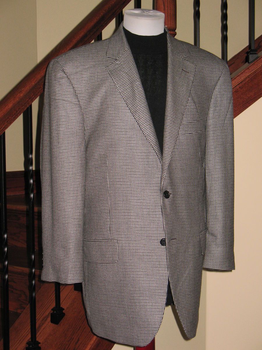 John w  100 Cashmere Houndstooth 2 Button Sport Coat 43R  