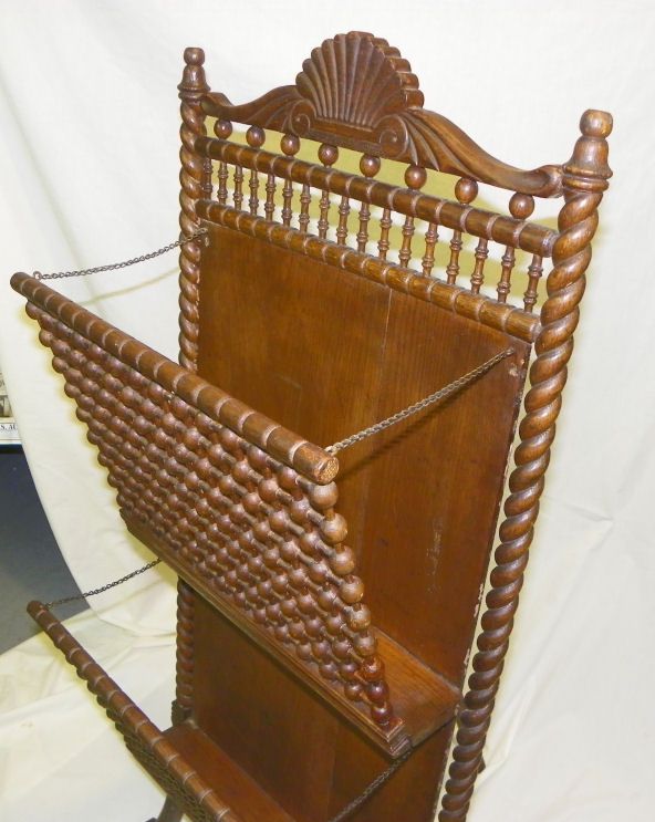 Antique Oak Stick and Ball Style Magazine Rack Self Standing Taller  