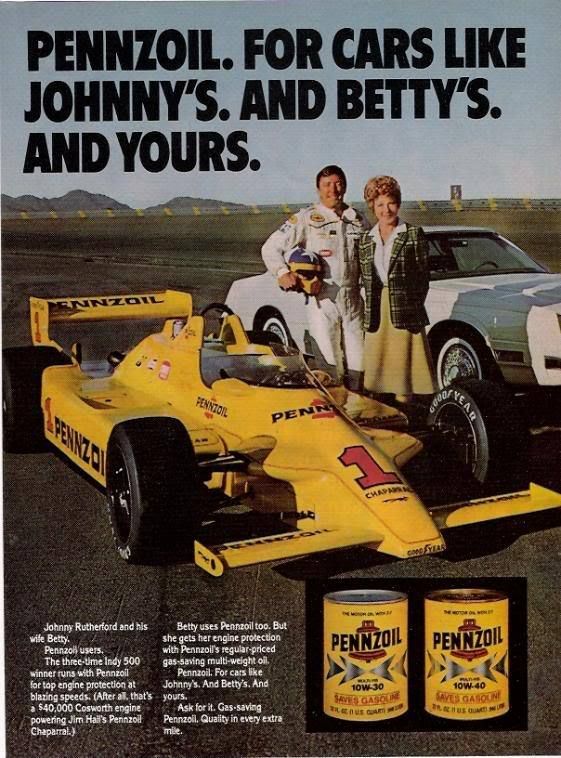 1981 Vintage Ad Pennzoil Oil Johnny Betty Rutherford  