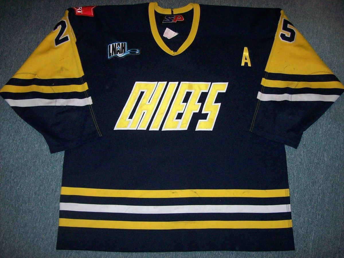 Game Worn LNAH Laval Chiefs 01 02 Hockey Jersey Mario Joly goon enforcer  