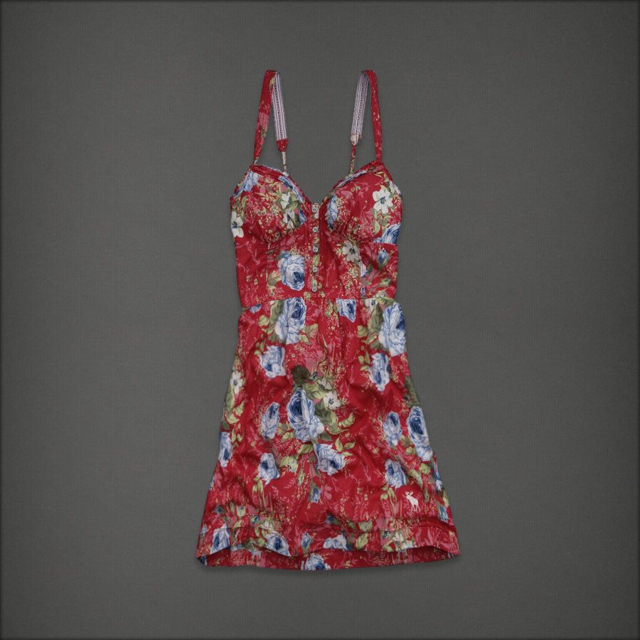 NWT ABERCROMBIE FITCH 68 Jorie Floral dress red S M  