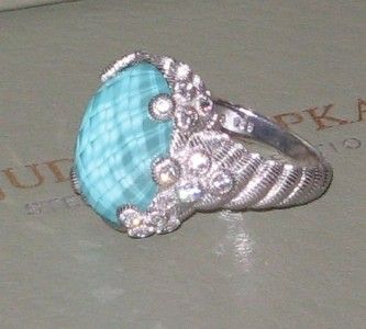 Judith Ripka Sterling Silver Flora Diamonique Turquoise Doublet Ring sz 9 NEW  