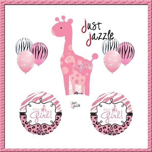 Safari Its A Girl Giraffe Pink Zebra Balloon Baby Shower Party Supply