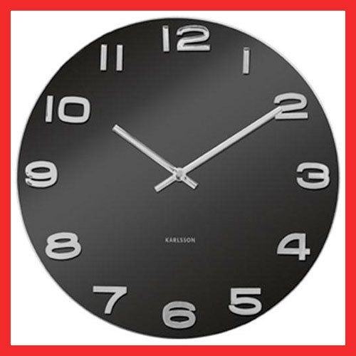 Karlsson Vintage Black Round Glass Wall Clock 35cm Free P P