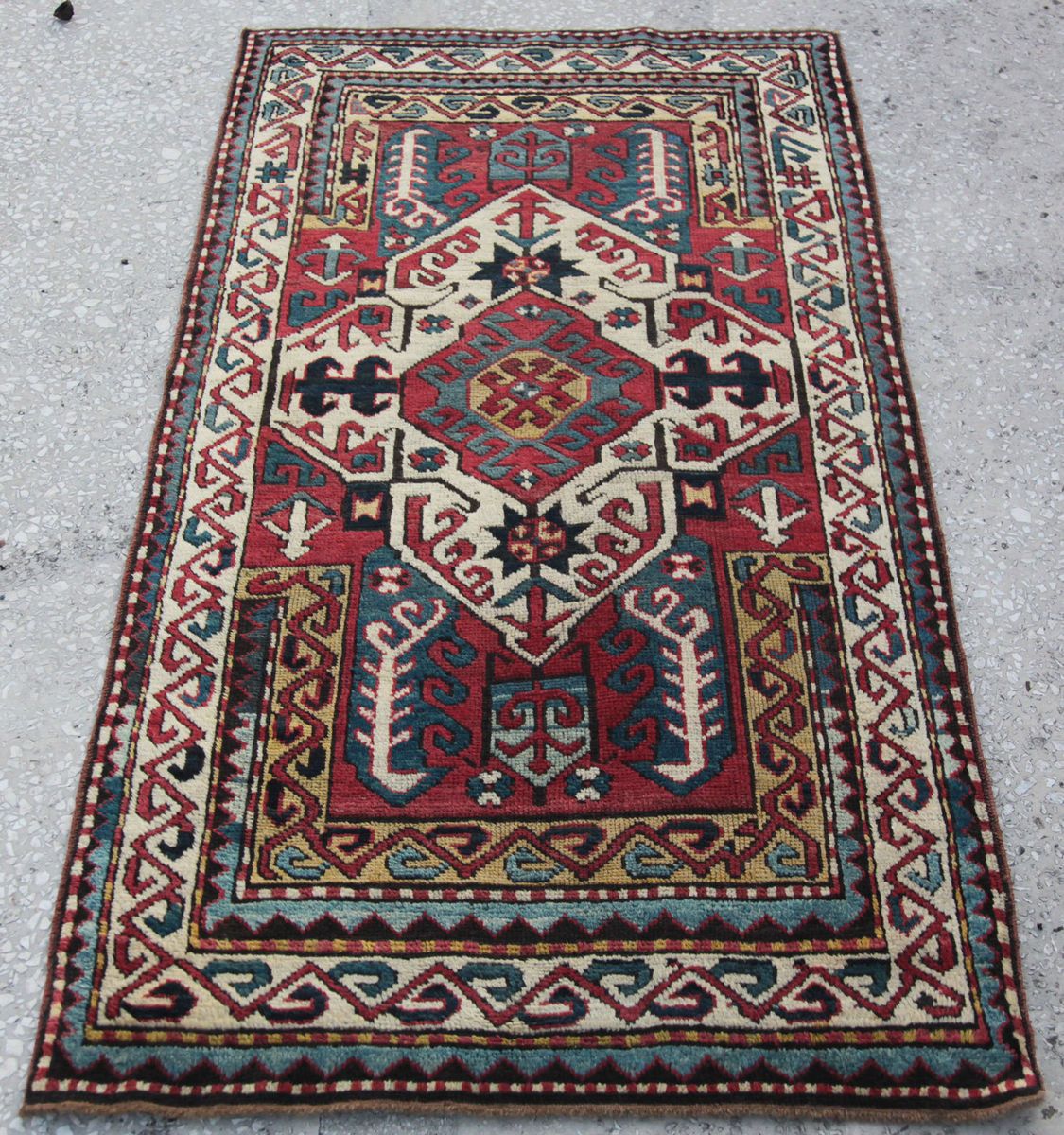 19th C Unusual Kasim Ushak Kazak Karabagh Armenian Caucasian Rug