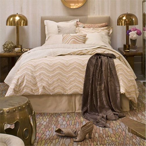 Sferra Kelly Wearstler Raked Sand Printed Cotton Sateen King Duvet & 2