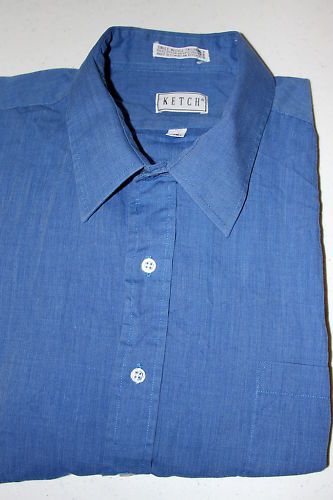 Ketch Mens Blue Dress Shirt 19 34 35 New