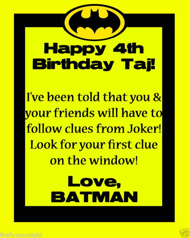 Batman Birthday Party Clue Hunt Kids Game Find Favors