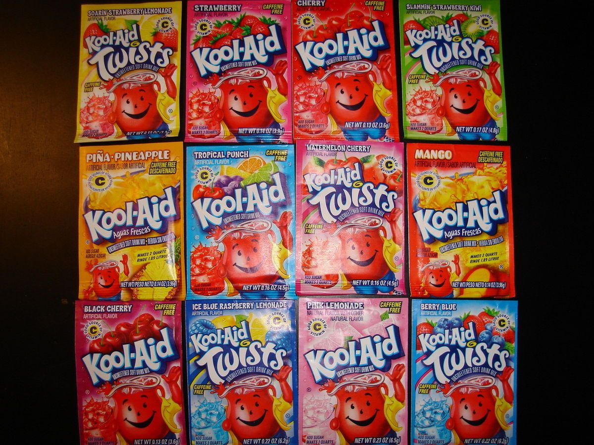 100 Kool Aid Drink Mix MANGO CHERRY RASPBERRY LEMONADE STRAWBERRY KIWI