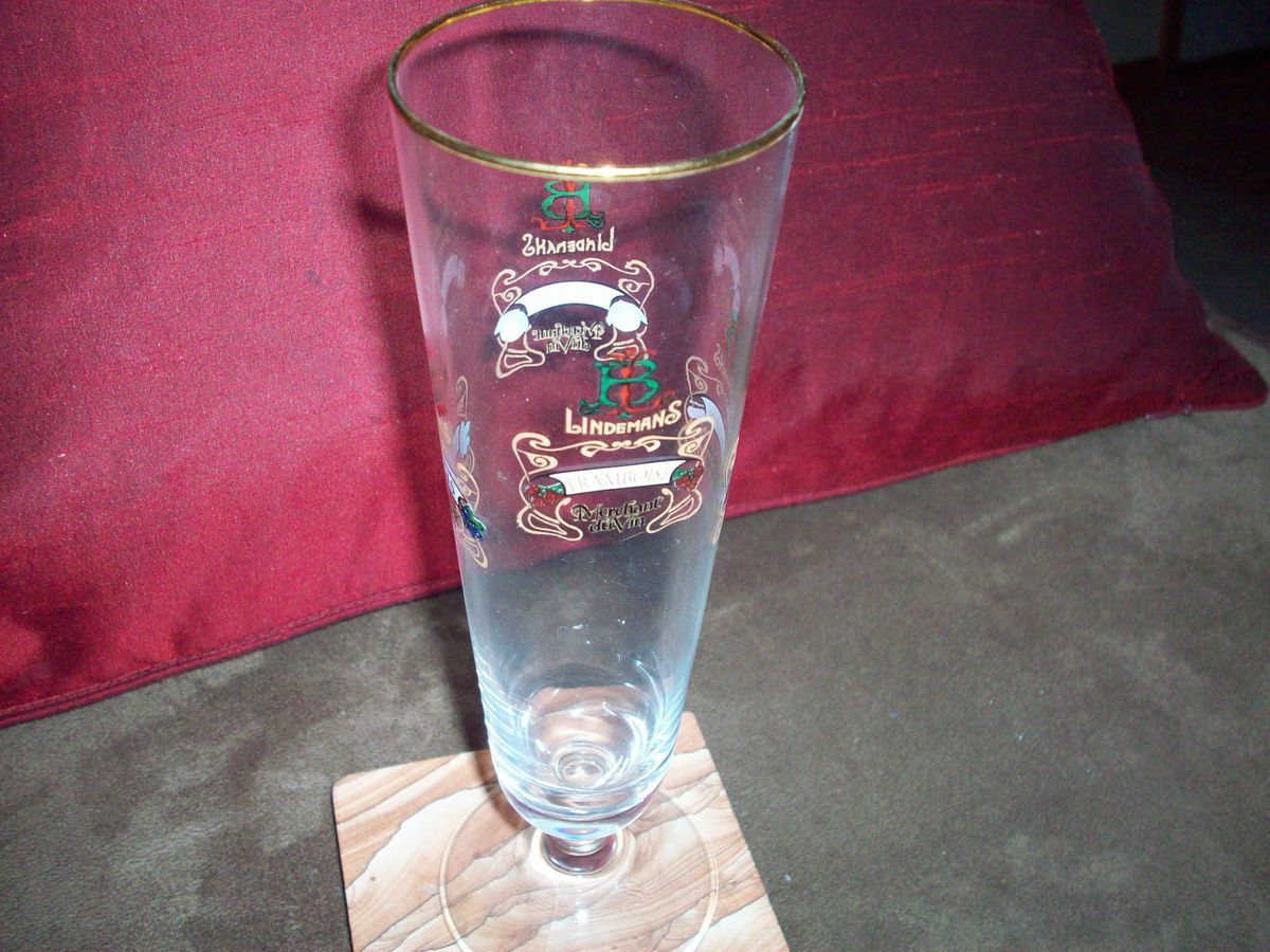 Vintage France Lindemans Peche Kriek Framboise Cassis Tall Glass Wine