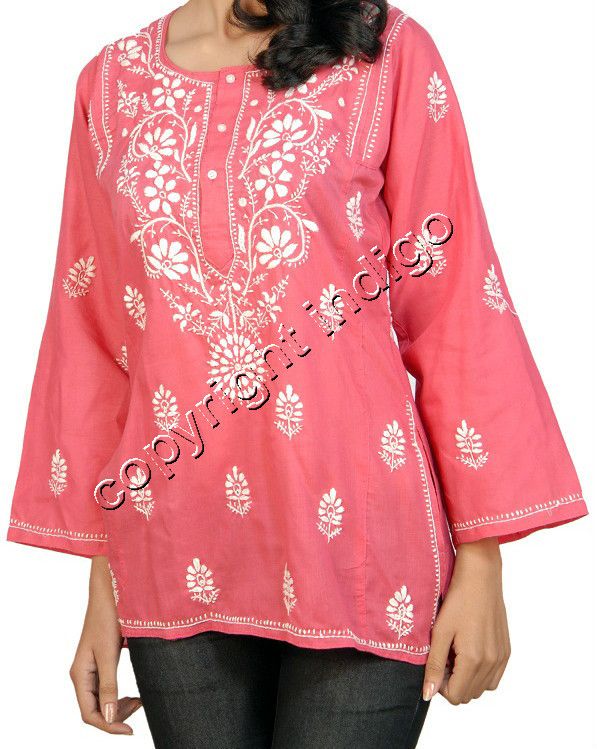 10 Chikan Shirts Tops Kurtis Lucknow Embroidery Tunics