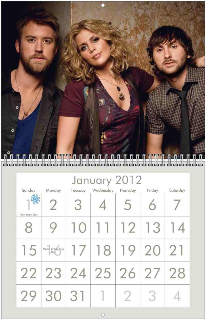 Lady Antebellum 2012 Wall Calendar