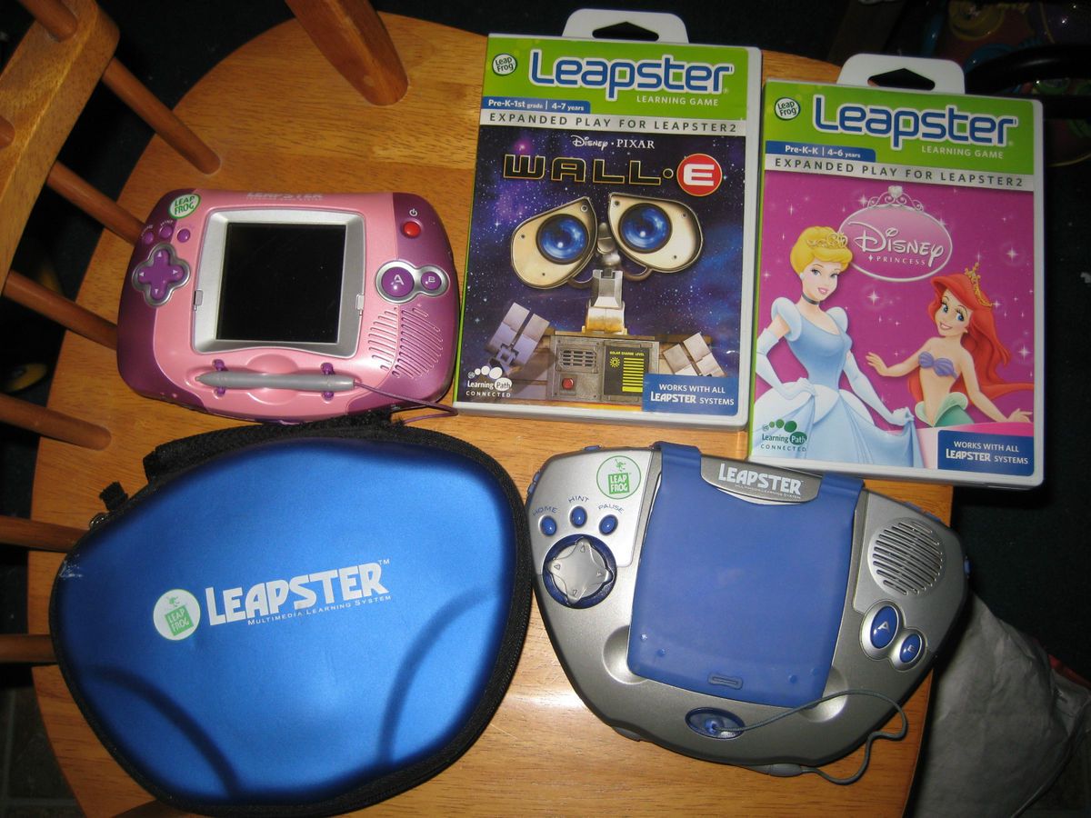 LEAPFROG LEAPSTER LOT BUNDLE PINK BLUE SYSTEM GAMES WALL E DISNEY