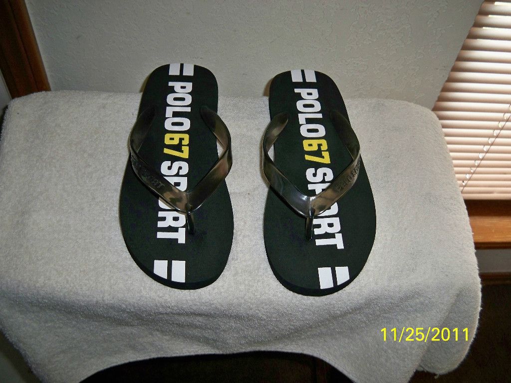 Black Polo Sport Ralph Lauren Flip Flops Size 10 B