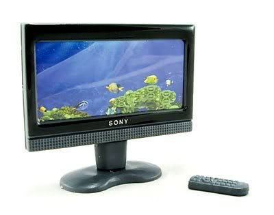 LCD Slim TV Plasma 16 9 Wide Screen Dollhouse Miniature