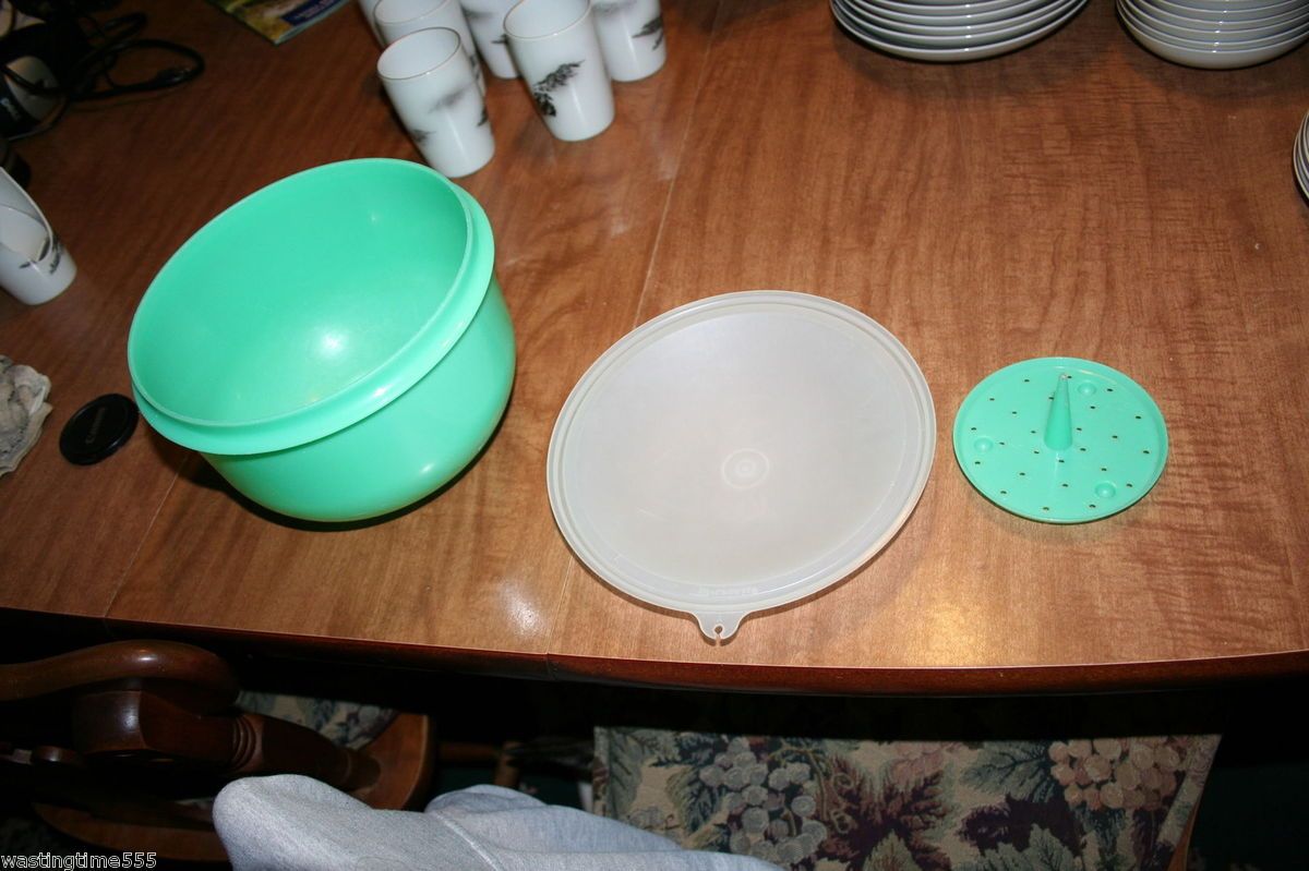 Used Green Tupperware Large Lettuce Keeper With Spike And Clear Lid