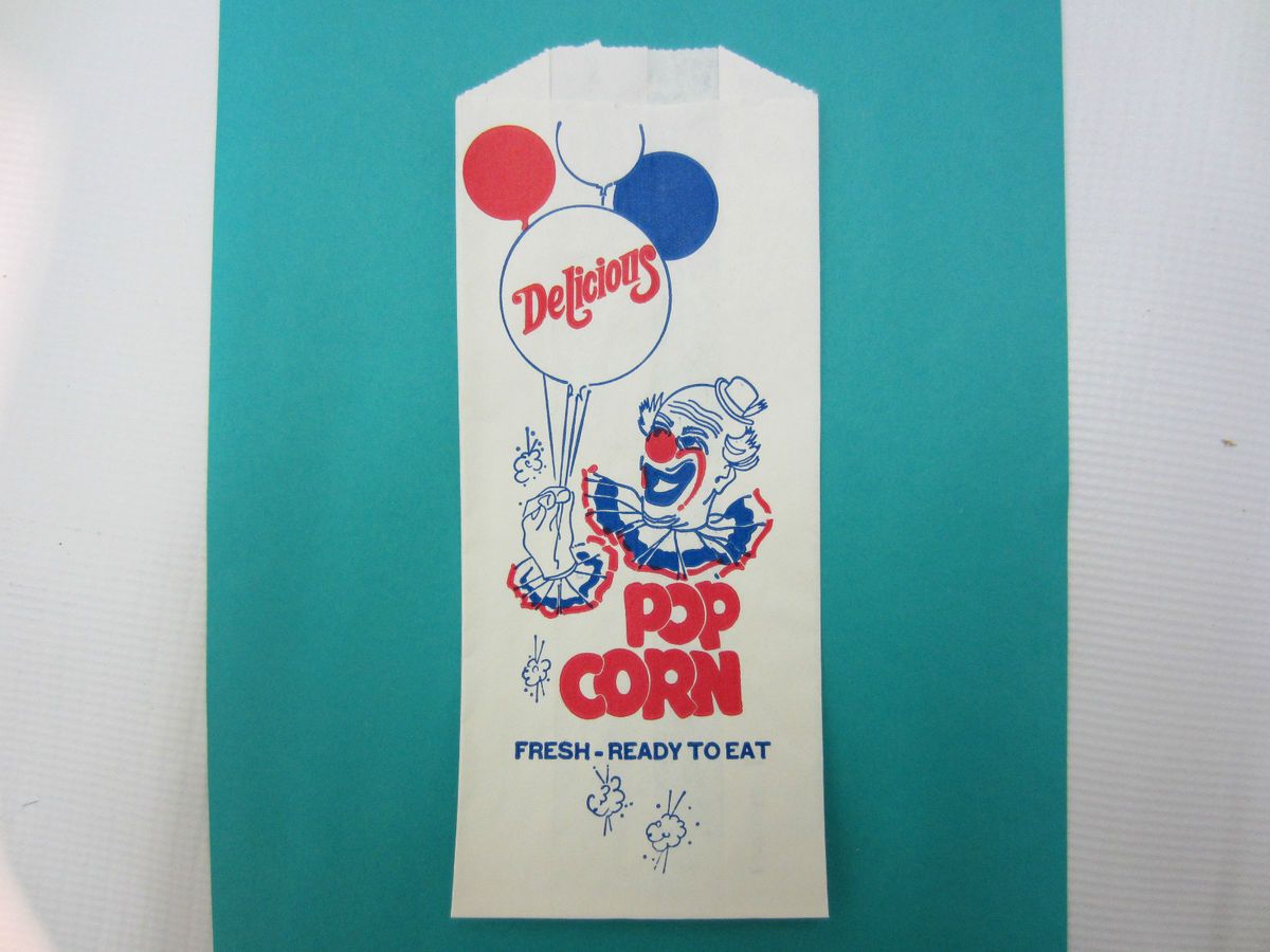Clown Popcorn Bag Libertyville Ill Old Store Stock Brown Paper Company