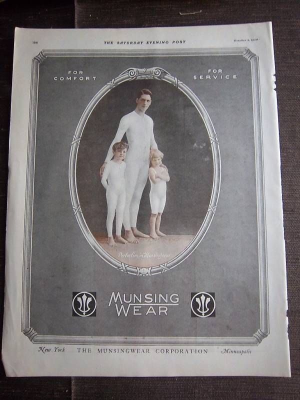 1920 Munsingwear Man Boy Girl Longjohns Underwear Ad