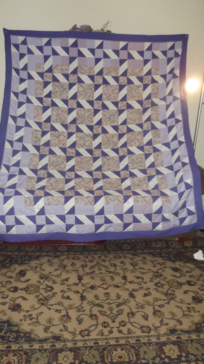 Purple Stars Quilt Top 87 x 78