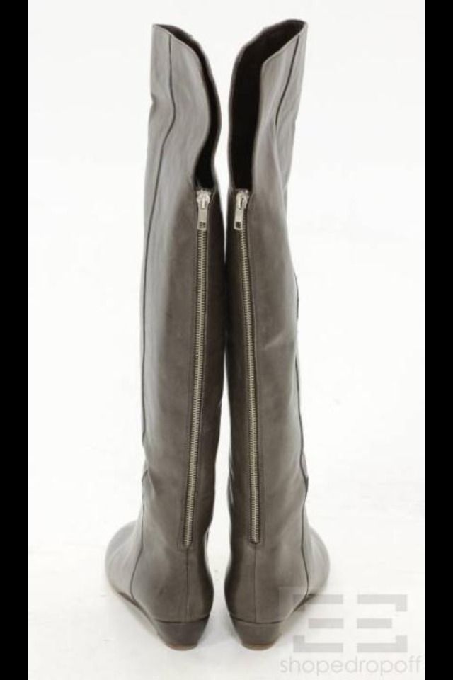 Loeffler Randall Taupe Leather Over The Knee Riley Boots Size 8 5B