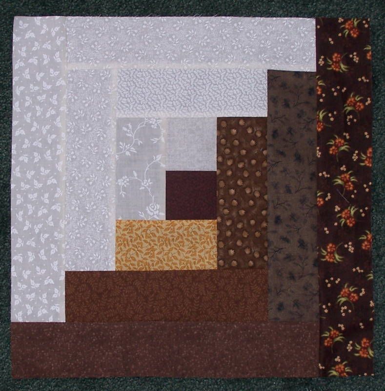 Log Cabin Quilt Block Top 14 1 2 inch Blocks Brown